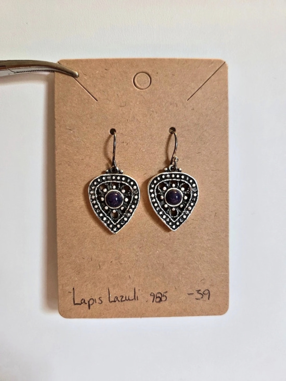 Celtic .925 Sterling Silver And Lapis Lazuli Earrings